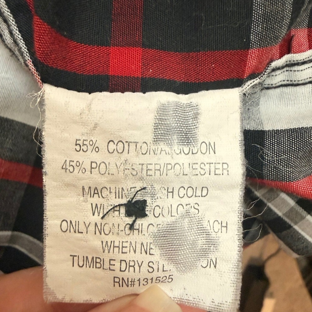 Beverly Hills Polo Club Mens Plaid Short Sleeve Button Down Shirt Red Black L - Picture 5 of 9